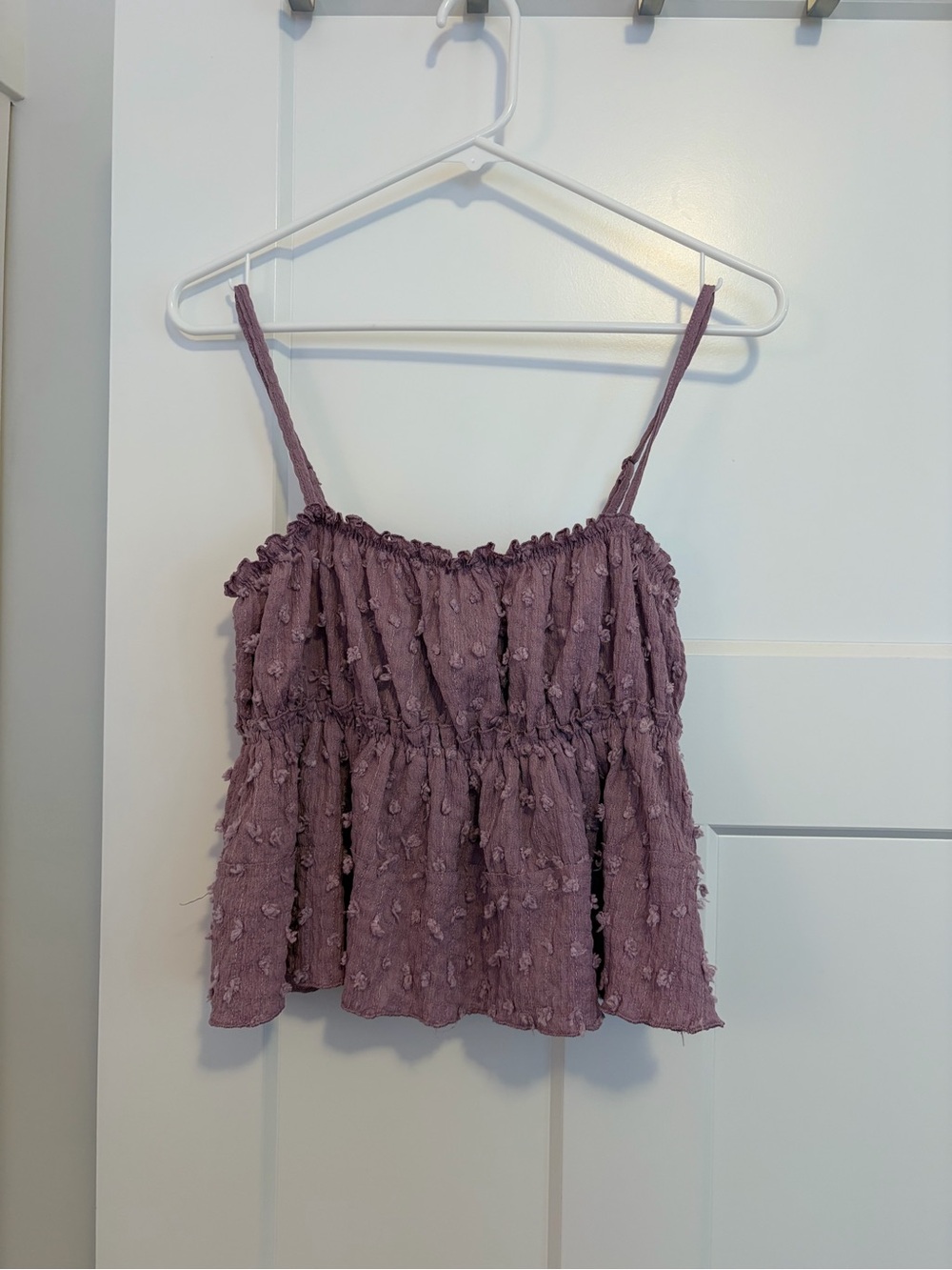 NWOT H&M Mauve Textured Spaghetti Strap Peplum Tank